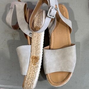 Sperry Light Gray Espadrille Sandals with Ankle Strap